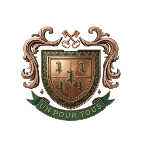 Le blason du groupe UPT, devise « Un pour tous »