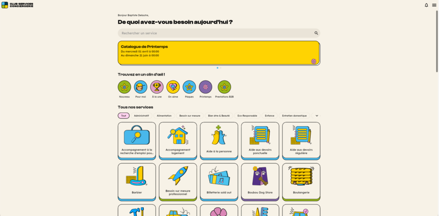 L'espace de commande en ligne Club Services ouvert sur un ordinateur portable